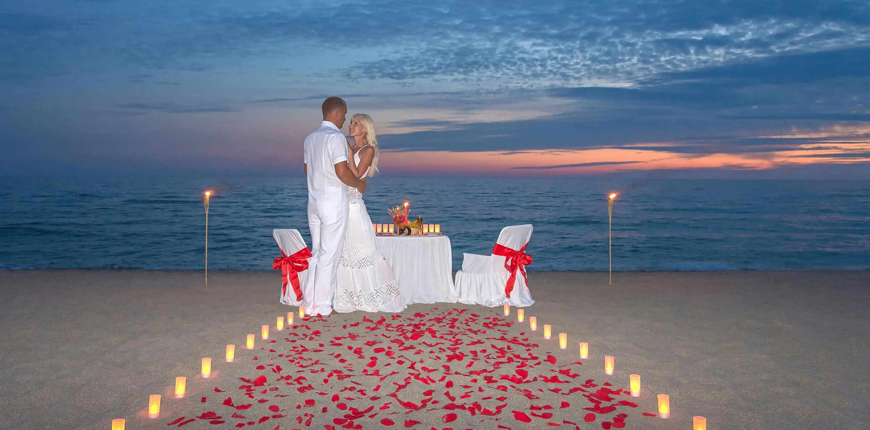 Wedding proposal beach scene